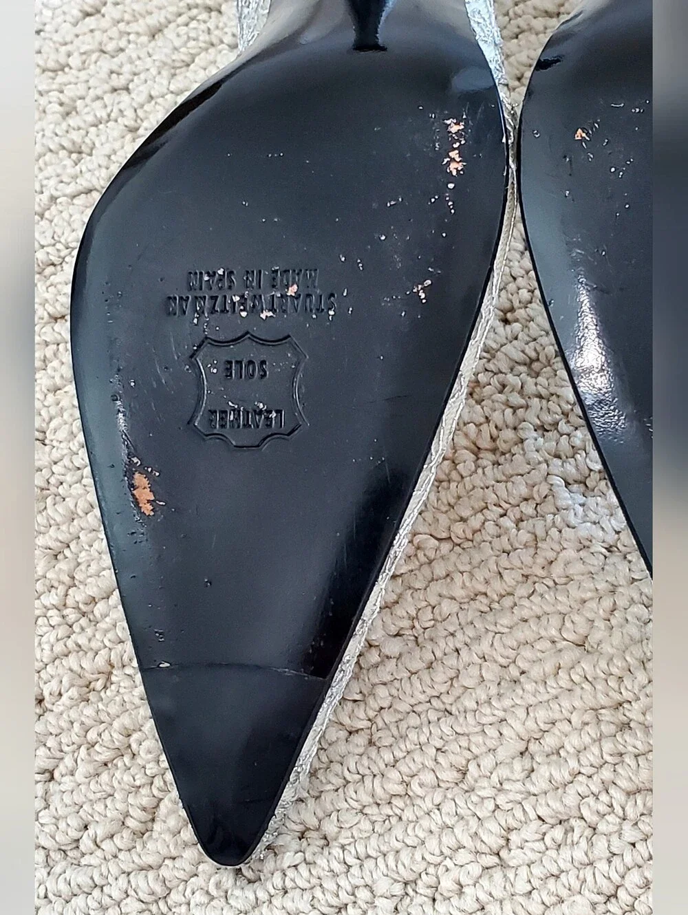 Vintage Stuart Weitzman Archive Silver Intricate Mesh Embroidered 3